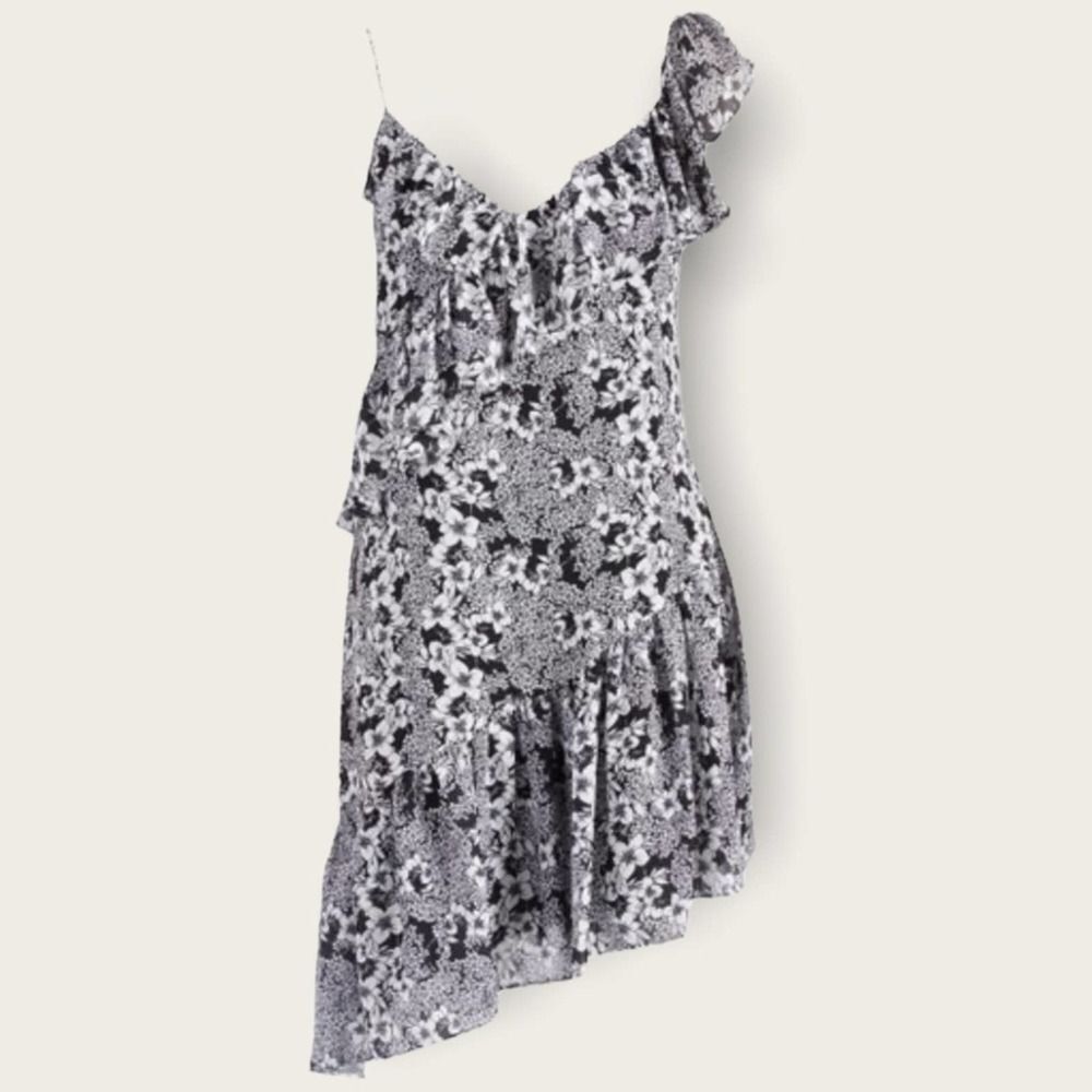 Parker  Lyla Floral Ruffle-Shoulder Asymmetrical Dress size M